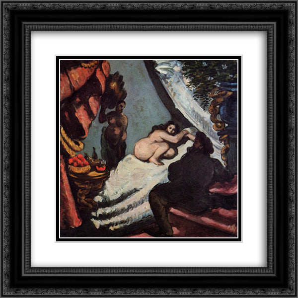 A Modern Olympia 20x20 Black Ornate Wood Framed Art Print Poster with Double Matting by Cezanne, Paul