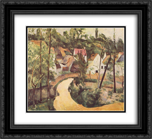 A Turn in the Road 22x20 Black Ornate Wood Framed Art Print Poster with Double Matting by Cezanne, Paul
