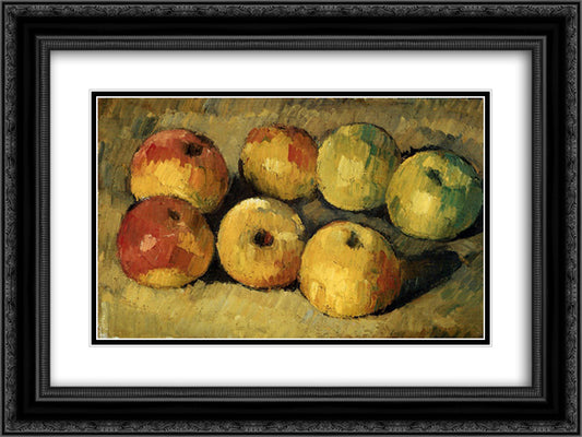 Apples 24x18 Black Ornate Wood Framed Art Print Poster with Double Matting by Cezanne, Paul