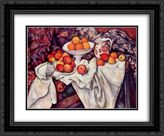 Apples and Oranges 24x20 Black Ornate Wood Framed Art Print Poster with Double Matting by Cezanne, Paul