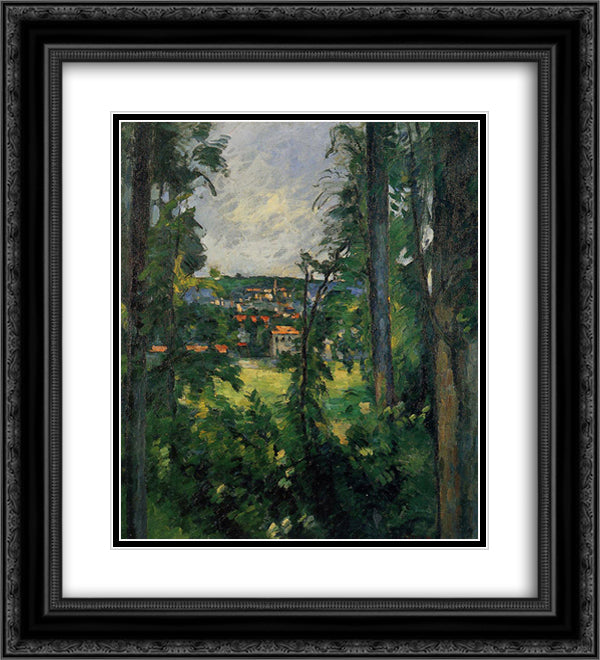 Auvers. View from Nearby 20x22 Black Ornate Wood Framed Art Print Poster with Double Matting by Cezanne, Paul