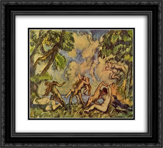 Bacchanalia. The Battle of Love 22x20 Black Ornate Wood Framed Art Print Poster with Double Matting by Cezanne, Paul