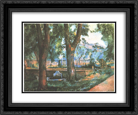Basin and washing place in Jas de Bouffan 24x20 Black Ornate Wood Framed Art Print Poster with Double Matting by Cezanne, Paul