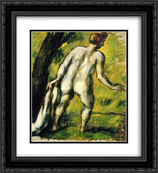 Bather from the Back 20x22 Black Ornate Wood Framed Art Print Poster with Double Matting by Cezanne, Paul