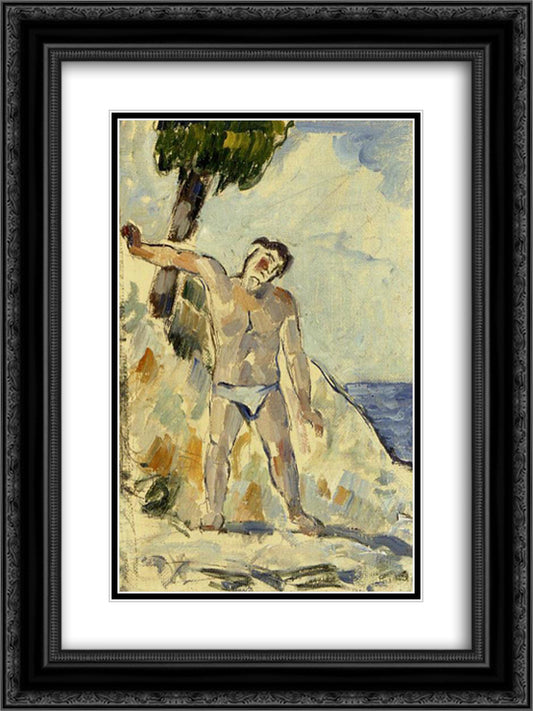 Bather with Arms Spread 18x24 Black Ornate Wood Framed Art Print Poster with Double Matting by Cezanne, Paul