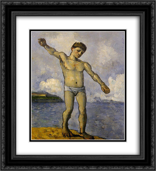 Bather with Outstreched Arms 20x22 Black Ornate Wood Framed Art Print Poster with Double Matting by Cezanne, Paul