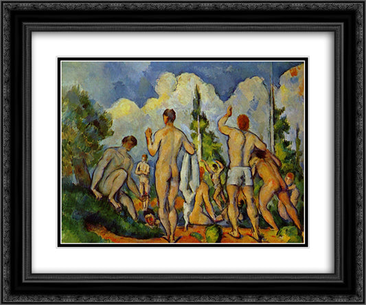 Bathers 24x20 Black Ornate Wood Framed Art Print Poster with Double Matting by Cezanne, Paul
