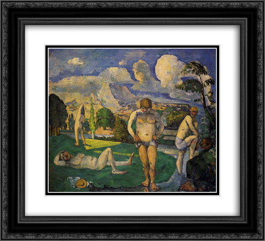 Bathers at Rest 22x20 Black Ornate Wood Framed Art Print Poster with Double Matting by Cezanne, Paul