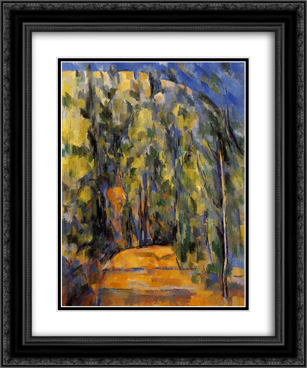 Bend in Forest Road 20x24 Black Ornate Wood Framed Art Print Poster with Double Matting by Cezanne, Paul