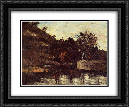 Bend in the River 24x20 Black Ornate Wood Framed Art Print Poster with Double Matting by Cezanne, Paul