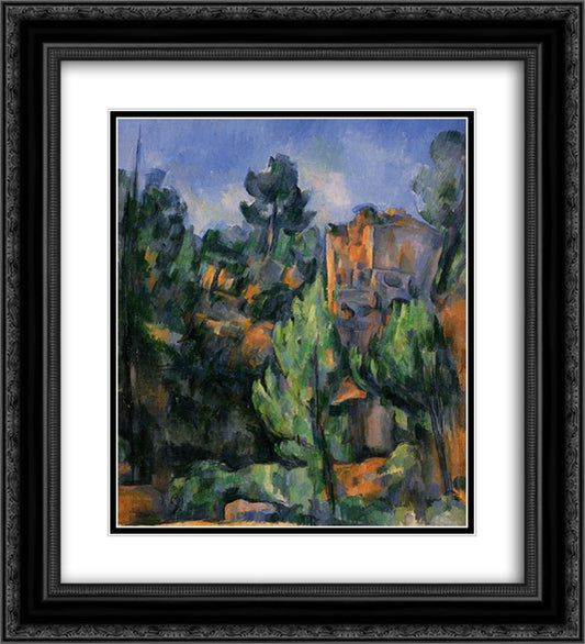 Bibemus Quarry 20x22 Black Ornate Wood Framed Art Print Poster with Double Matting by Cezanne, Paul