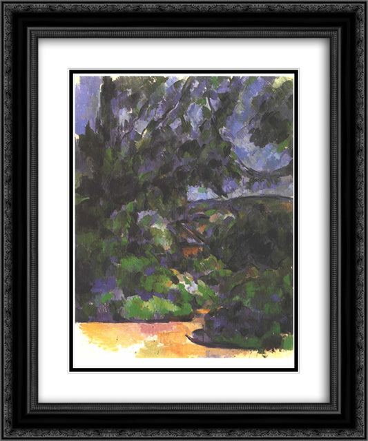 Blue Landscape 20x24 Black Ornate Wood Framed Art Print Poster with Double Matting by Cezanne, Paul