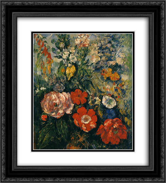 Bouquet of Flowers 20x22 Black Ornate Wood Framed Art Print Poster with Double Matting by Cezanne, Paul