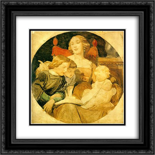 A Family Scene 20x20 Black Ornate Wood Framed Art Print Poster with Double Matting by Delaroche, Paul