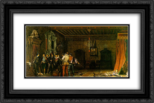 Assassination of Henry I, Duke of Guise 24x16 Black Ornate Wood Framed Art Print Poster with Double Matting by Delaroche, Paul