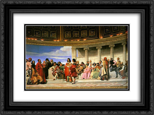 Hemicycle (Section 2) 24x18 Black Ornate Wood Framed Art Print Poster with Double Matting by Delaroche, Paul