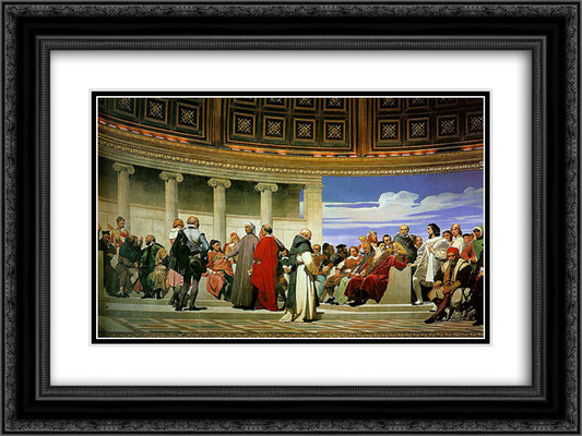 Hemicycle (Section 3) 24x18 Black Ornate Wood Framed Art Print Poster with Double Matting by Delaroche, Paul