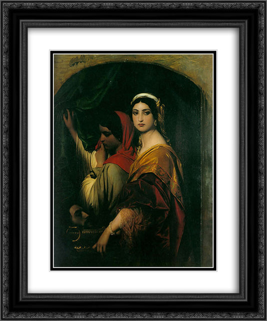 Herodias 20x24 Black Ornate Wood Framed Art Print Poster with Double Matting by Delaroche, Paul