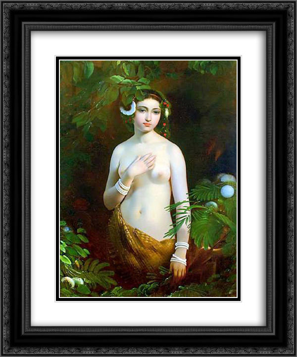 Innocence 20x24 Black Ornate Wood Framed Art Print Poster with Double Matting by Delaroche, Paul