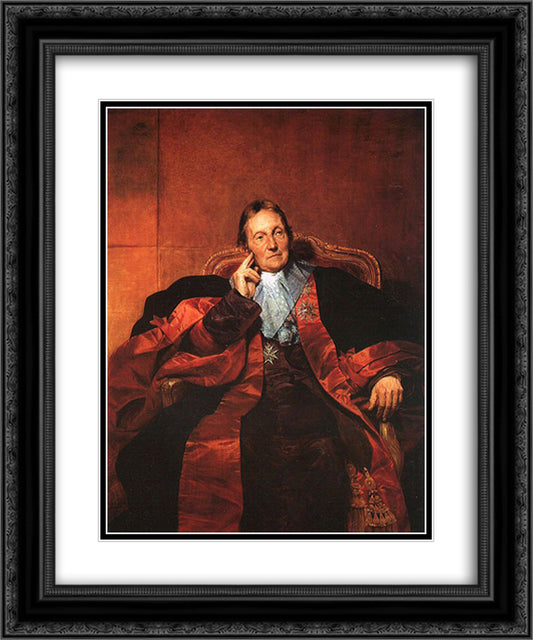 Marquis de Pastoret 20x24 Black Ornate Wood Framed Art Print Poster with Double Matting by Delaroche, Paul