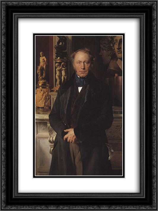 Portrait du comte James-Alexandre de Pourtales-Gorgier 18x24 Black Ornate Wood Framed Art Print Poster with Double Matting by Delaroche, Paul