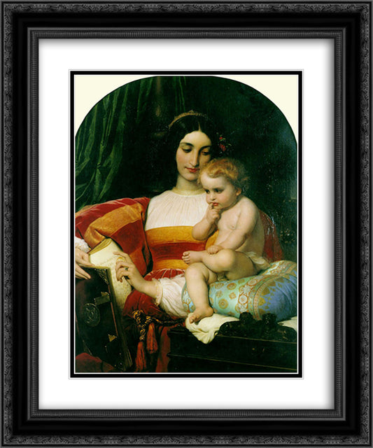 The Childhood of Pico della Mirandola 20x24 Black Ornate Wood Framed Art Print Poster with Double Matting by Delaroche, Paul