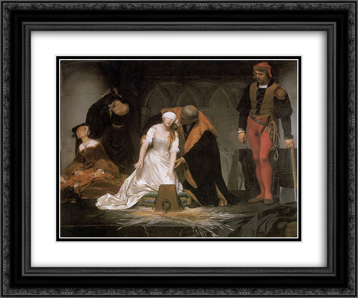 The Execution of Lady Jane Grey 24x20 Black Ornate Wood Framed Art Print Poster with Double Matting by Delaroche, Paul