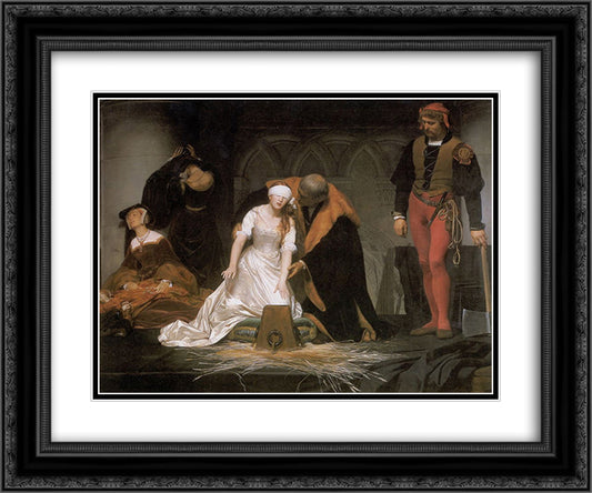 The Execution of Lady Jane Grey 24x20 Black Ornate Wood Framed Art Print Poster with Double Matting by Delaroche, Paul