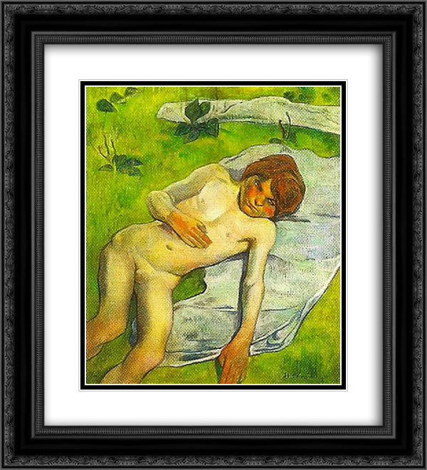 A breton boy 20x22 Black Ornate Wood Framed Art Print Poster with Double Matting by Gauguin, Paul