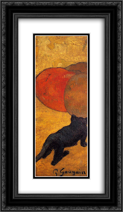 A little cat 14x24 Black Ornate Wood Framed Art Print Poster with Double Matting by Gauguin, Paul