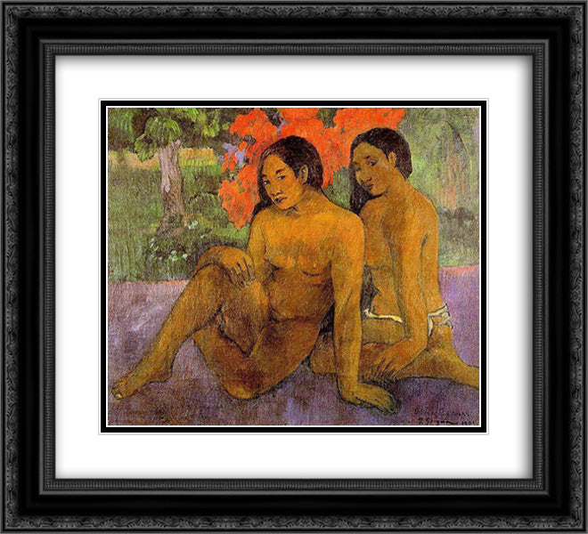 And the Gold of Their Bodies 22x20 Black Ornate Wood Framed Art Print Poster with Double Matting by Gauguin, Paul