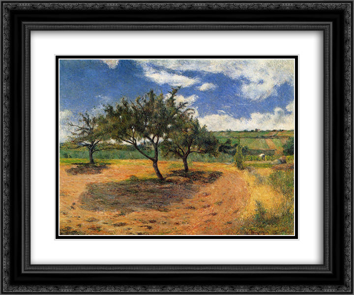 Apple-Trees in Blossom 24x20 Black Ornate Wood Framed Art Print Poster with Double Matting by Gauguin, Paul