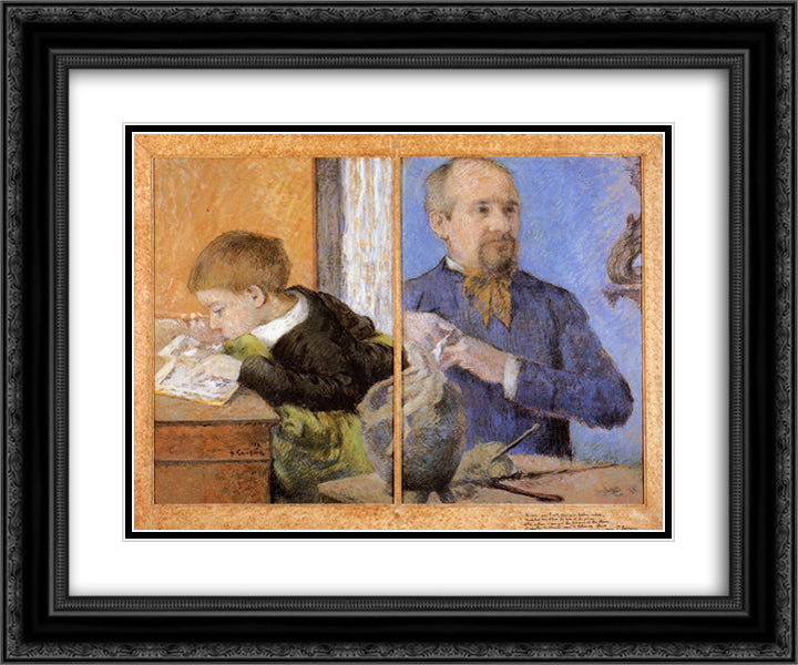 Aube the Sculptor and His Son 24x20 Black Ornate Wood Framed Art Print Poster with Double Matting by Gauguin, Paul
