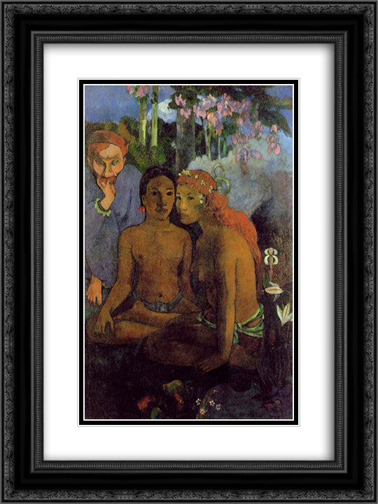 Barbarous Tales 18x24 Black Ornate Wood Framed Art Print Poster with Double Matting by Gauguin, Paul