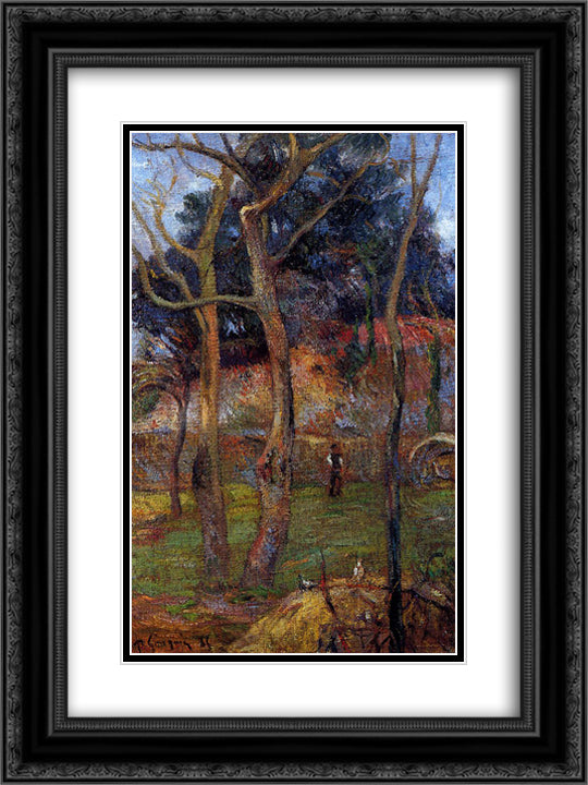 Bare Trees 18x24 Black Ornate Wood Framed Art Print Poster with Double Matting by Gauguin, Paul