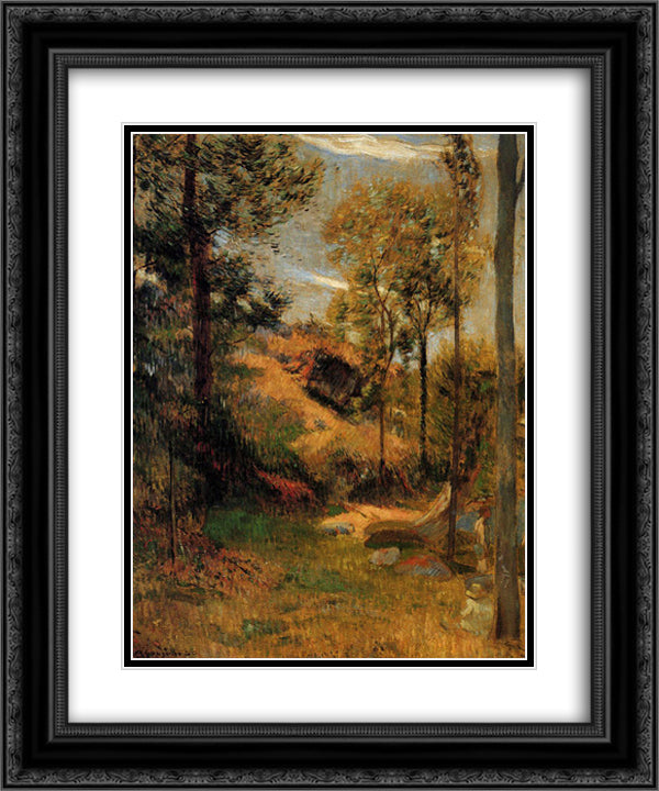 Bathing in Front of the Port of Pont-Aven 20x24 Black Ornate Wood Framed Art Print Poster with Double Matting by Gauguin, Paul
