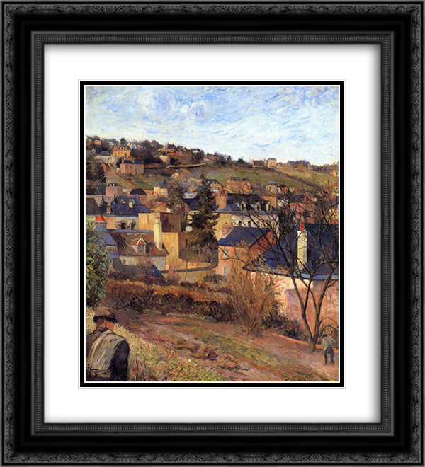 Blue roofs of Rouen 20x22 Black Ornate Wood Framed Art Print Poster with Double Matting by Gauguin, Paul