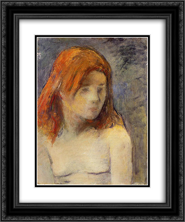 Bust of a nude girl 20x24 Black Ornate Wood Framed Art Print Poster with Double Matting by Gauguin, Paul