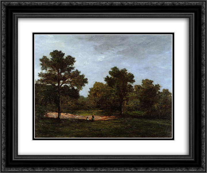 Clearing 24x20 Black Ornate Wood Framed Art Print Poster with Double Matting by Gauguin, Paul