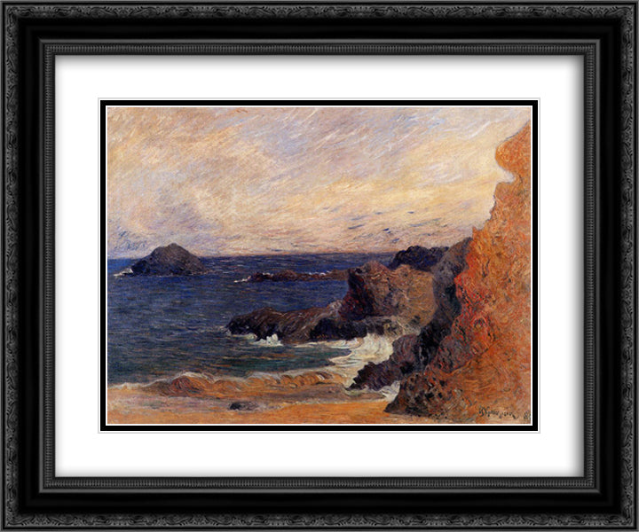 Coastal landscape 24x20 Black Ornate Wood Framed Art Print Poster with Double Matting by Gauguin, Paul