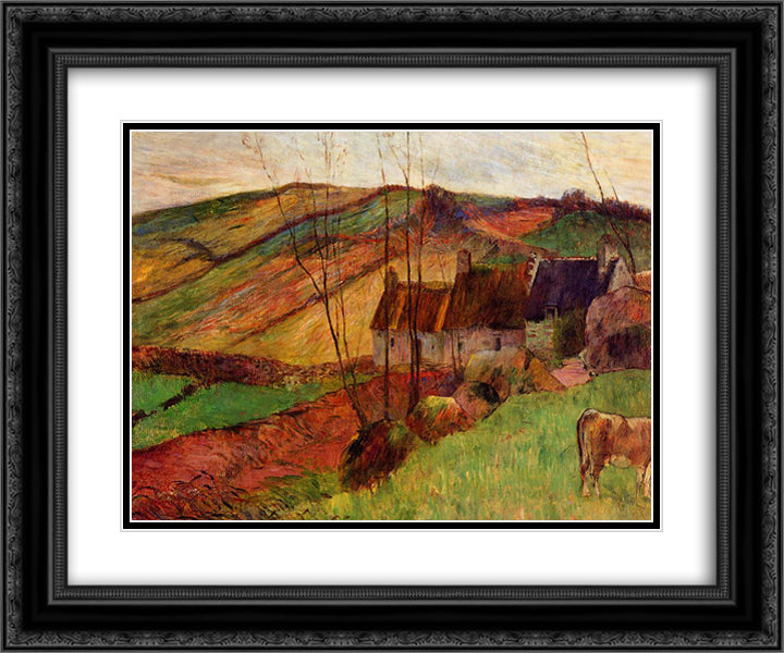 Cottages on Mount Sainte Marguerite 24x20 Black Ornate Wood Framed Art Print Poster with Double Matting by Gauguin, Paul