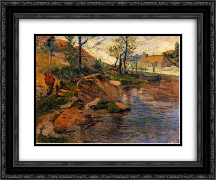 Cove opposite Pont-Aven Harbor 24x20 Black Ornate Wood Framed Art Print Poster with Double Matting by Gauguin, Paul