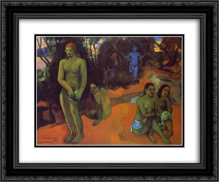 Delectable Waters 24x20 Black Ornate Wood Framed Art Print Poster with Double Matting by Gauguin, Paul