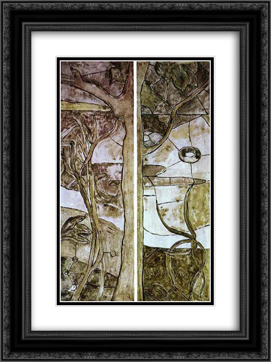 Floral and vegetable motifs 18x24 Black Ornate Wood Framed Art Print Poster with Double Matting by Gauguin, Paul