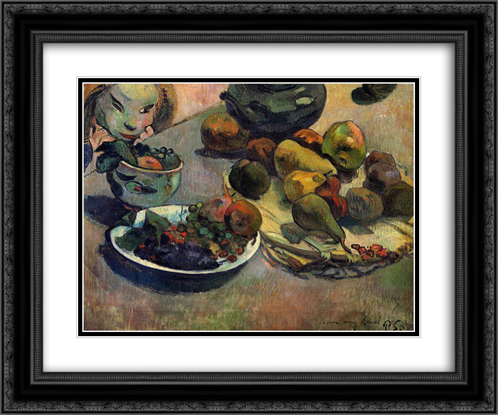 Fruits 24x20 Black Ornate Wood Framed Art Print Poster with Double Matting by Gauguin, Paul