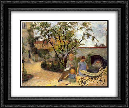 Garden In Rue Carcel 24x20 Black Ornate Wood Framed Art Print Poster with Double Matting by Gauguin, Paul