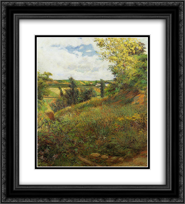 Gratte roosters path 20x22 Black Ornate Wood Framed Art Print Poster with Double Matting by Gauguin, Paul