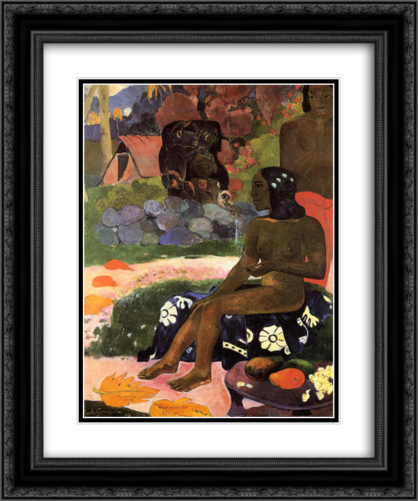 Her nami is Vairaumati 20x24 Black Ornate Wood Framed Art Print Poster with Double Matting by Gauguin, Paul