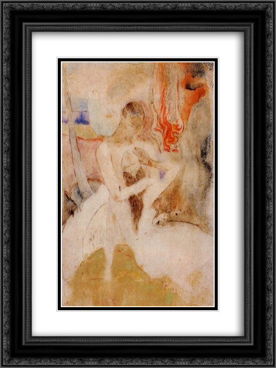 Here we make love 18x24 Black Ornate Wood Framed Art Print Poster with Double Matting by Gauguin, Paul