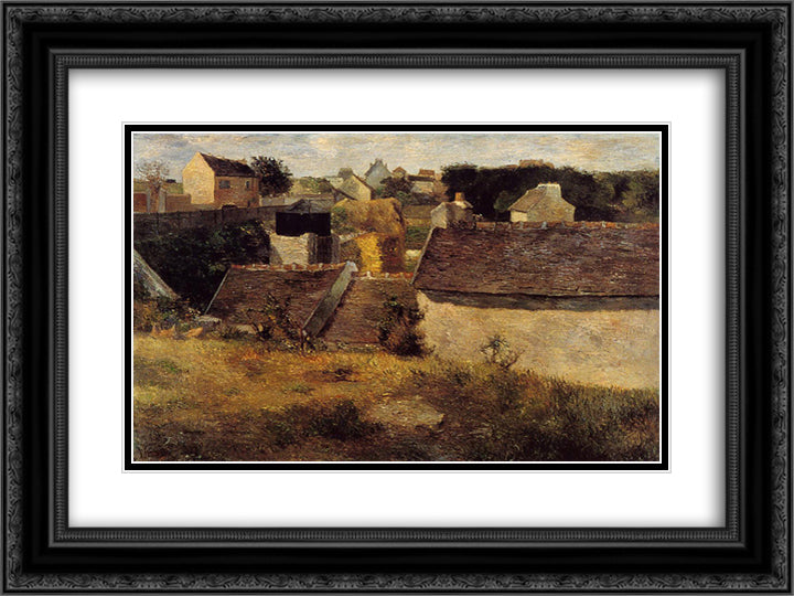 Houses at Vaugirard 24x18 Black Ornate Wood Framed Art Print Poster with Double Matting by Gauguin, Paul